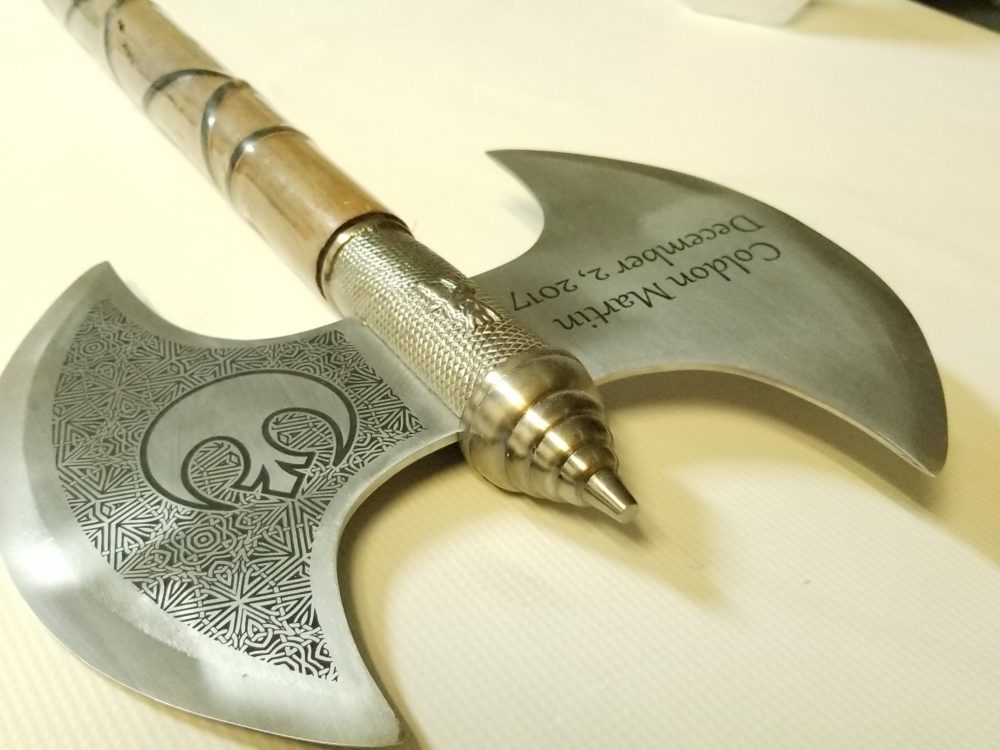 Battle Axes engraving custom engraved battle axes laser engraving pros