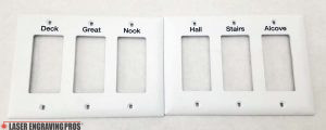 engraved receptacles and switch plate