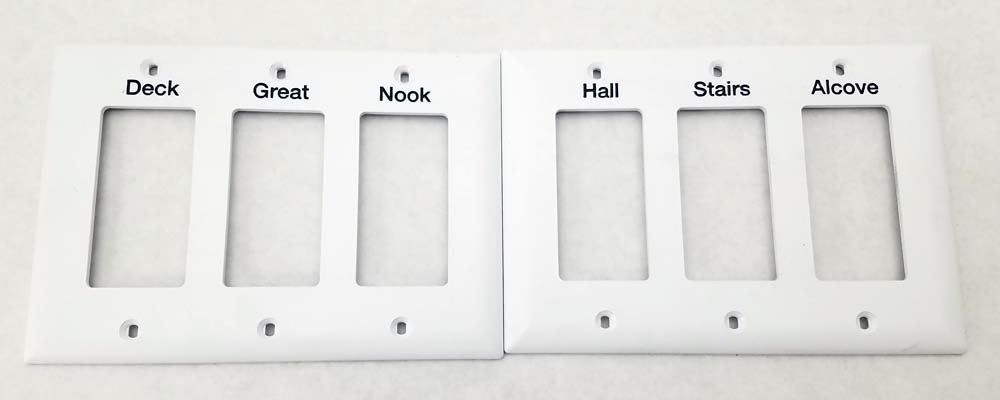 engraved receptacles and switch plate